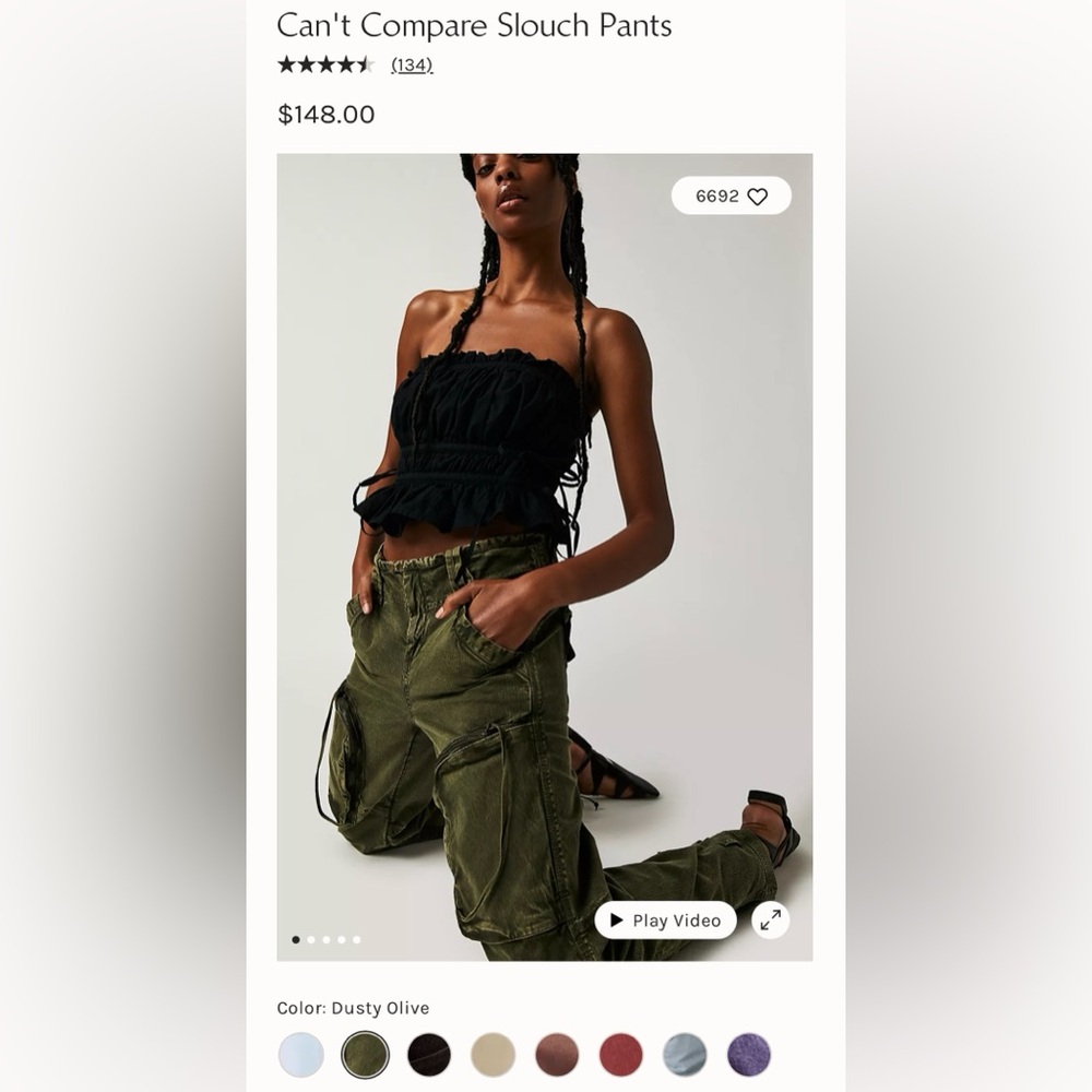 Free People Can't Compare Cargo Pants In Dusty Olive - Picture 15 of 15